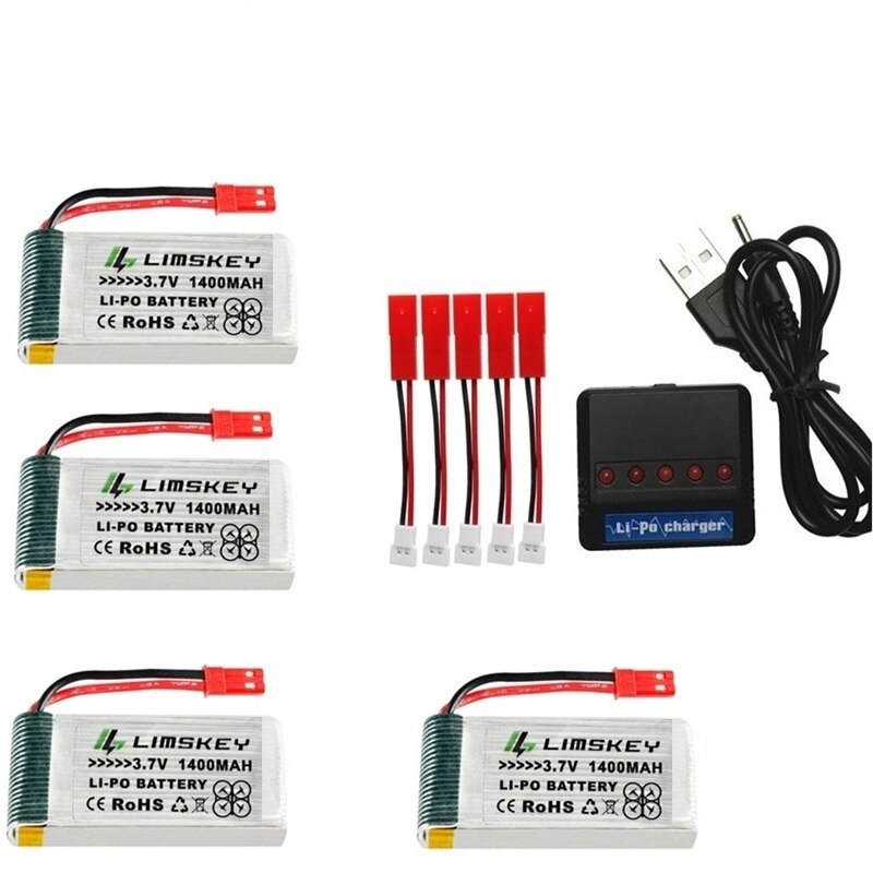 For SYMA X5 X5S X5C X5SC X5SH X5SW X5UW X5UC M18 H5P H11D H11C T64 T04 T05 F28 F29 T56 T57 1400mAh 3.7v lipo Battery charger set: Purple