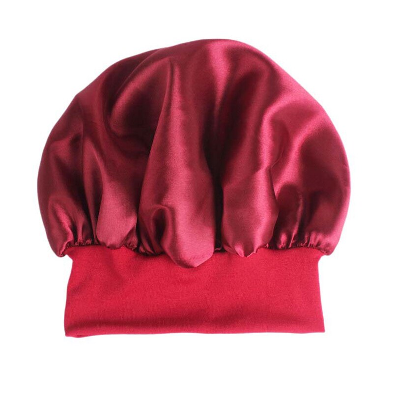 1PC bonnet de couchage Satin de soie haut-élastique à large bord confort réglable nuit garder l'humidité soin des cheveux chapeau chimiothérapie casquette
