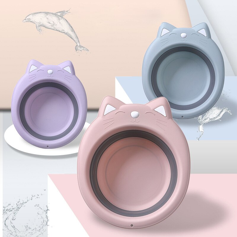 Lavabo Portable pliable en forme de chat, 1 pièce, Adorable lavabo pliant, dessin animé