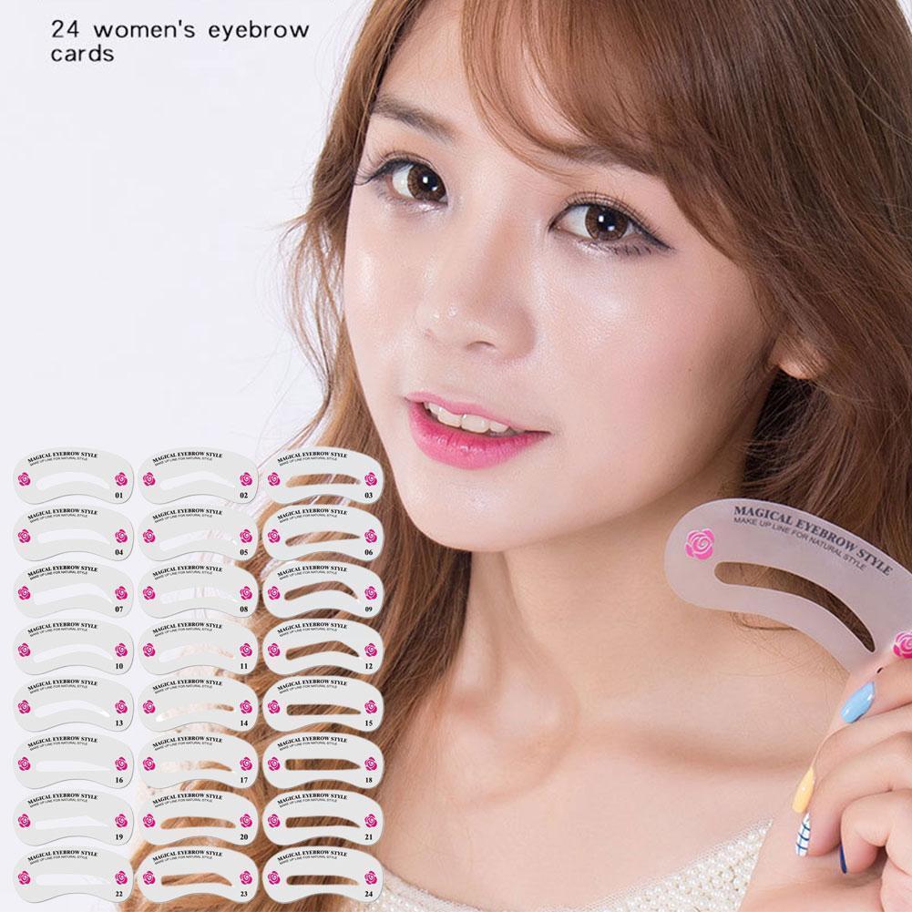 Conjunto de tarjeta para cejas, herramienta para cejas, conjunto de plantillas de ayuda reutilizables, belleza, 24 unidades, D6F6