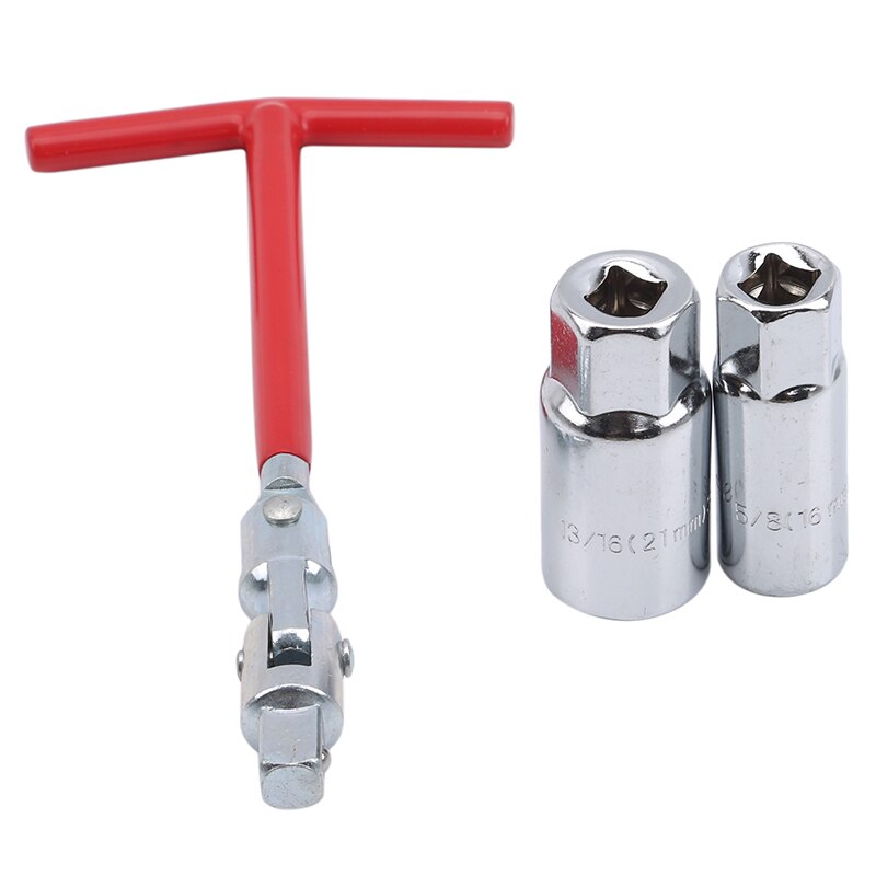 Spark Plug Removal Tool 16Mm 21Mm Flexible Spanner Socket 4-17T Handle T Bar