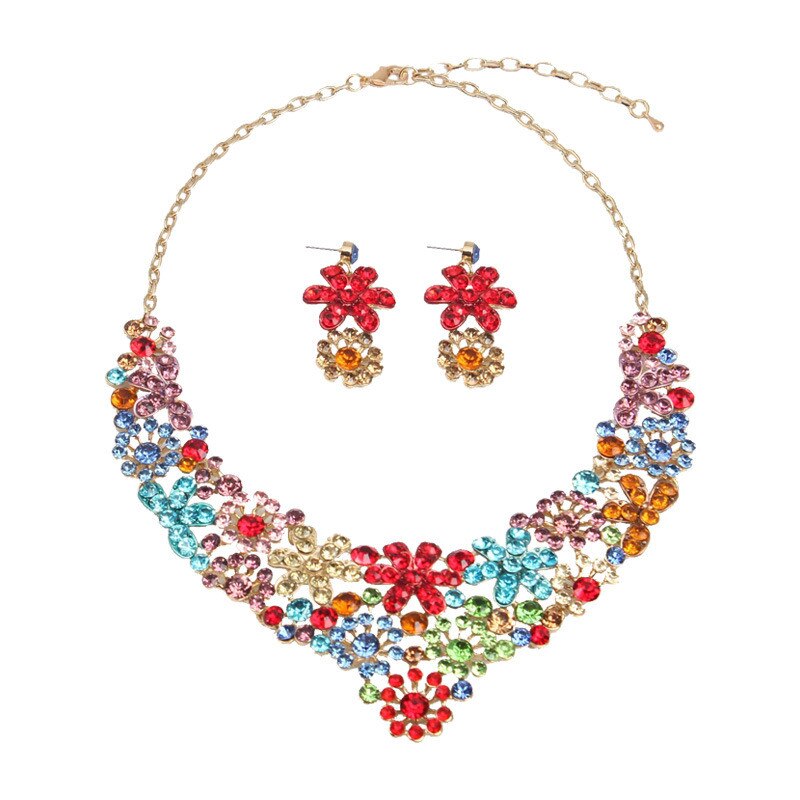 Joya de boda romántica, conjunto de pendientes de collar grande con diamantes de imitación para chica, de graduación, , joyería
