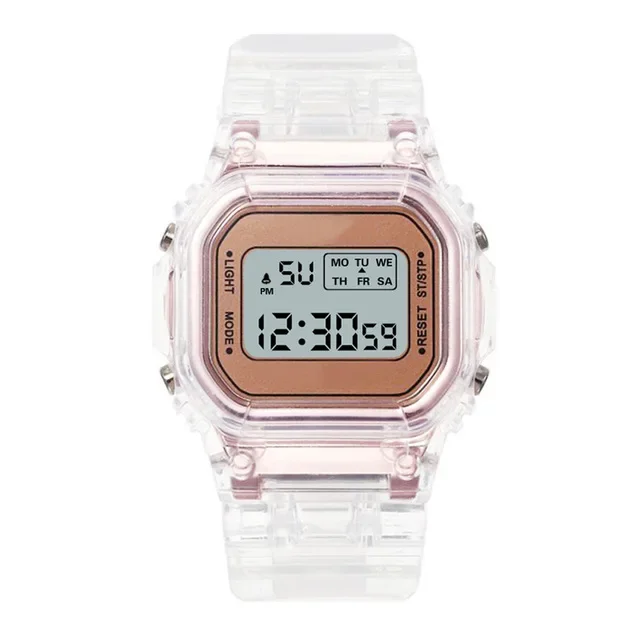 Elektronische Kinderuhren, Farbe, leuchtendes Zifferblatt, wasserdicht, multifunktional, nachtleuchtender Wecker, Uhr für Jungen und Mädchen: Elfenbein