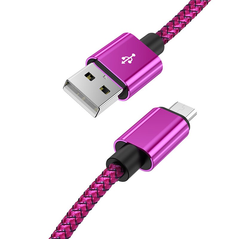 Micro Usb Kabel Data Transfer Nylon 3A Fast Charging Oplader Draad Voor Samsung S6 S7 J5 J7 Xiaomi Android Micro usb Telefoon Kabel: Wine Red