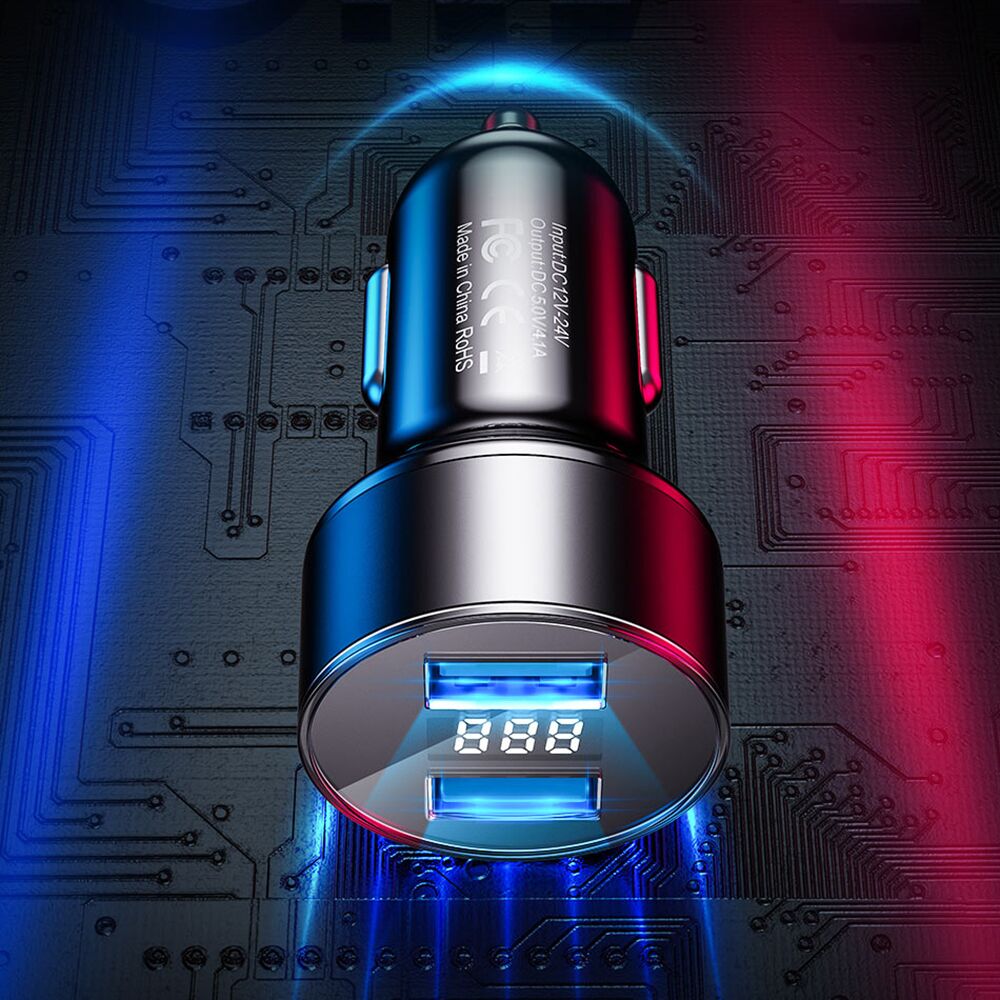 LED Display USB Car Charger Dual USB Adapter For Huawei Xiaomi Samsung For iPhone 11 Pro 7 8 Plus Mobile Phone LED-Car-Charger