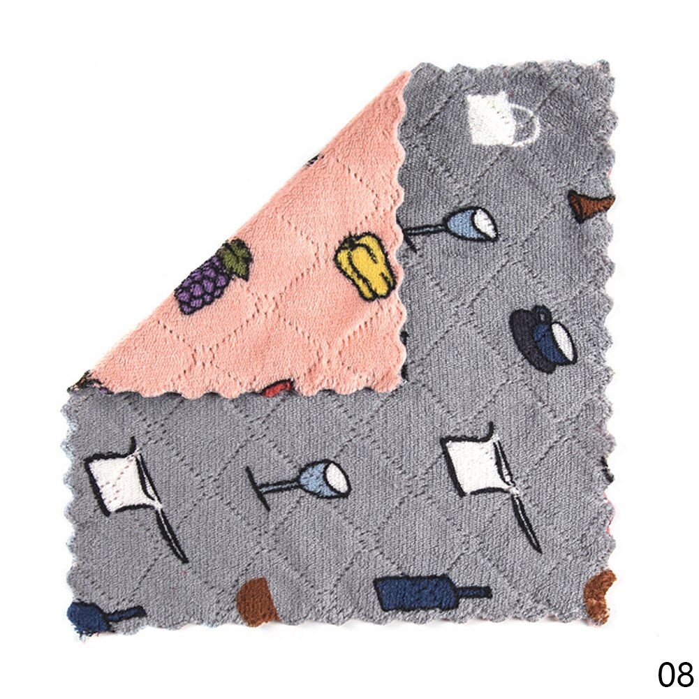 Keuken Anti-Vet Poetslappen Coral Fluwelen Super Absorberende Microfiber Schoonmaakdoekje Thuis Wassen Schotel Keuken Schoonmaken Handdoek: Gray Pink-25x25cm