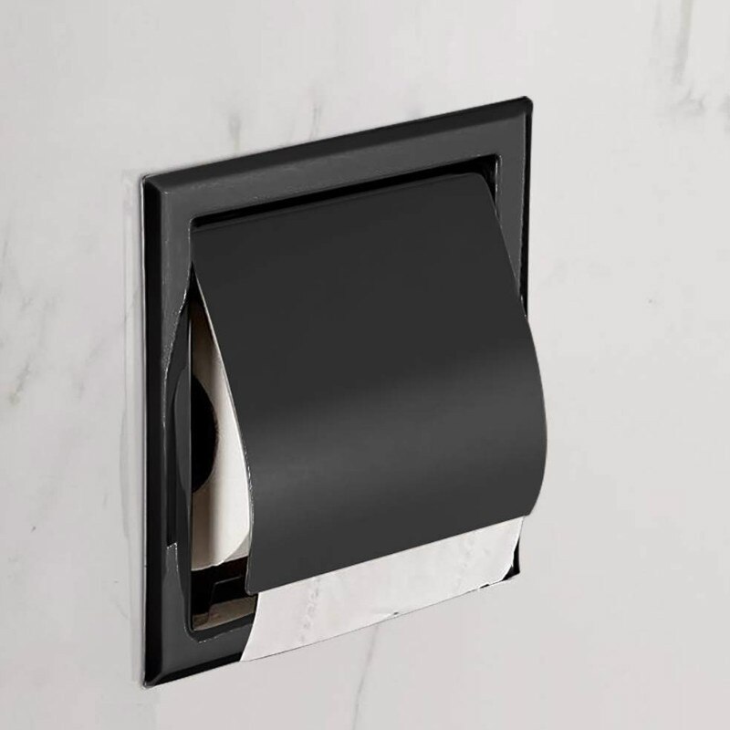 Stainless Steel Toilet Paper Holder Polished Chrome Wall Mounted Concealed Bathroom Roll Paper Box Waterproof