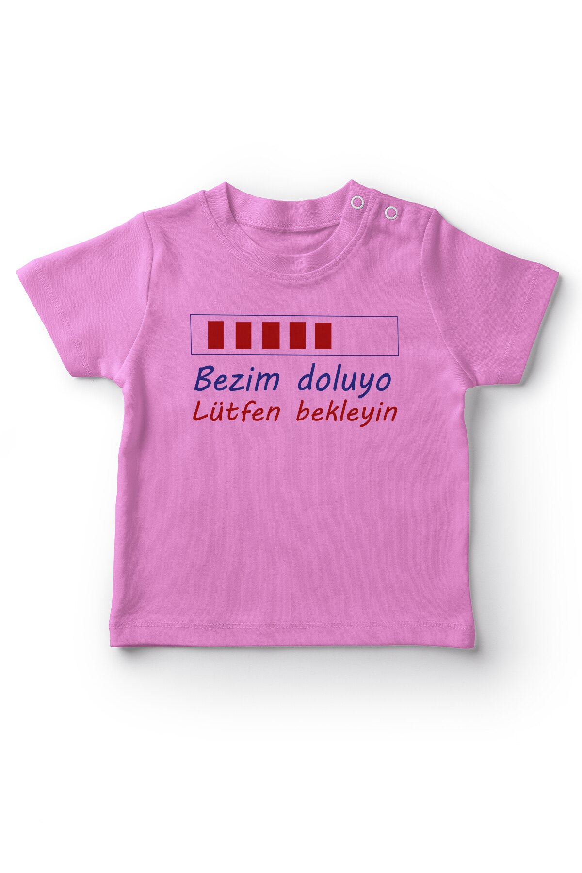 Angemiel baby bezim doluyo please wait baby girl t-shirt roze