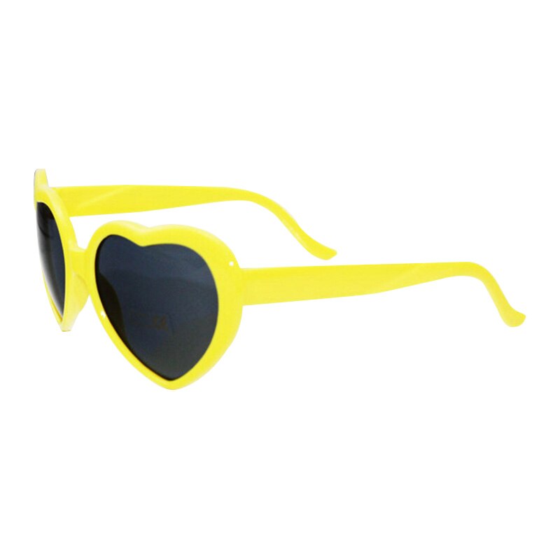 Love Heart Shaped Effects Glasses Watch The Lights Change to Heart Shape At Night Diffraction Glasses Women Sunglasses: Yellow