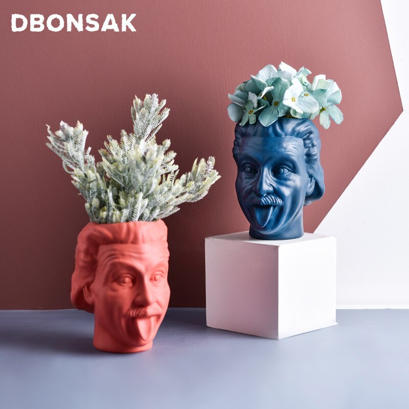 Art visage humain Vase tête humaine Vase Portrait Pot de fleur porte-stylo réservoir de stockage Arrangement de fleurs scientifique Statue ornement