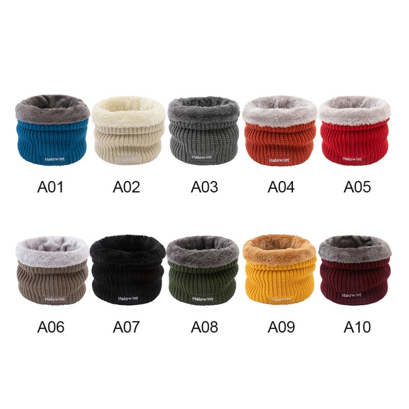 Winter Men's And Women's Snood Plus Velvet Warm Wool Single-loop Pullover Bib Letter Solid Color Thick Collar