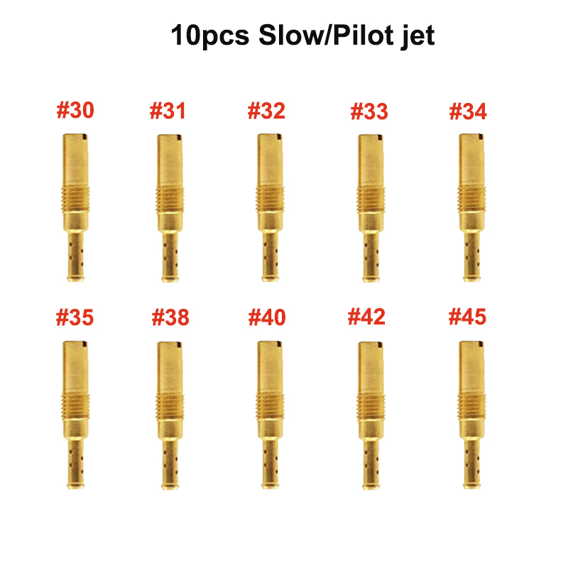10 pz PWK PWM Jet Moto Carburatore Getti Principali Getti Pilota lento per Keihin OKO CVK NSR KSR carboidrati impostato Iniettore Ugello Carburador: Argento