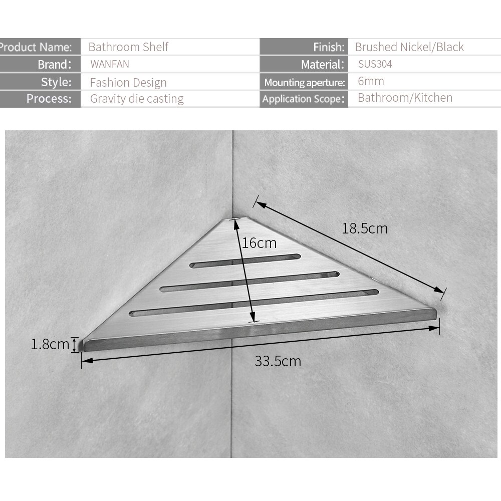Bathroom Shelves Black Stainless Steel 304 Wall Bathroom Shower Shampoo Rack Bathroom Accessories Shelves WF-18062R