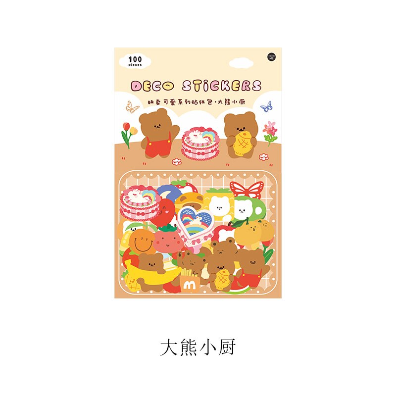 100PCS Selling Cute series stickers DIY scrapbooking journal mobile computer diary happy plan sealing decoration stickers: B  100pcs  1bag