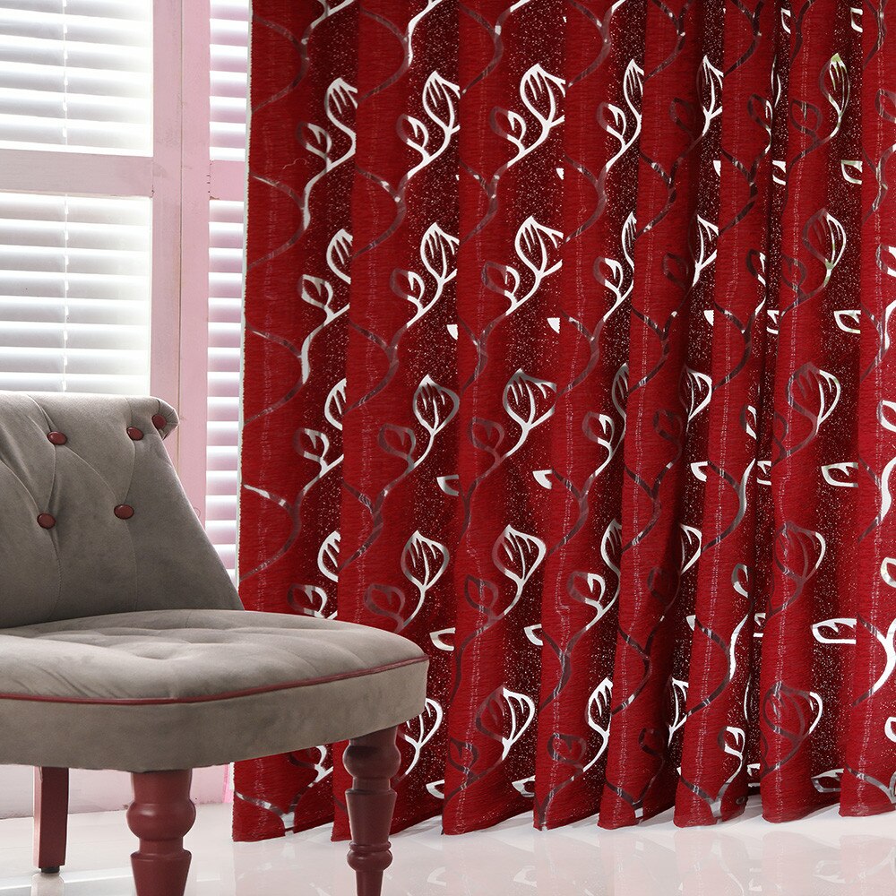 1 PCS Vines Leaves Tulle Door Window Curtain Drape Panel Sheer Scarf Valances Living room curtains with curtains in the kitchen: F