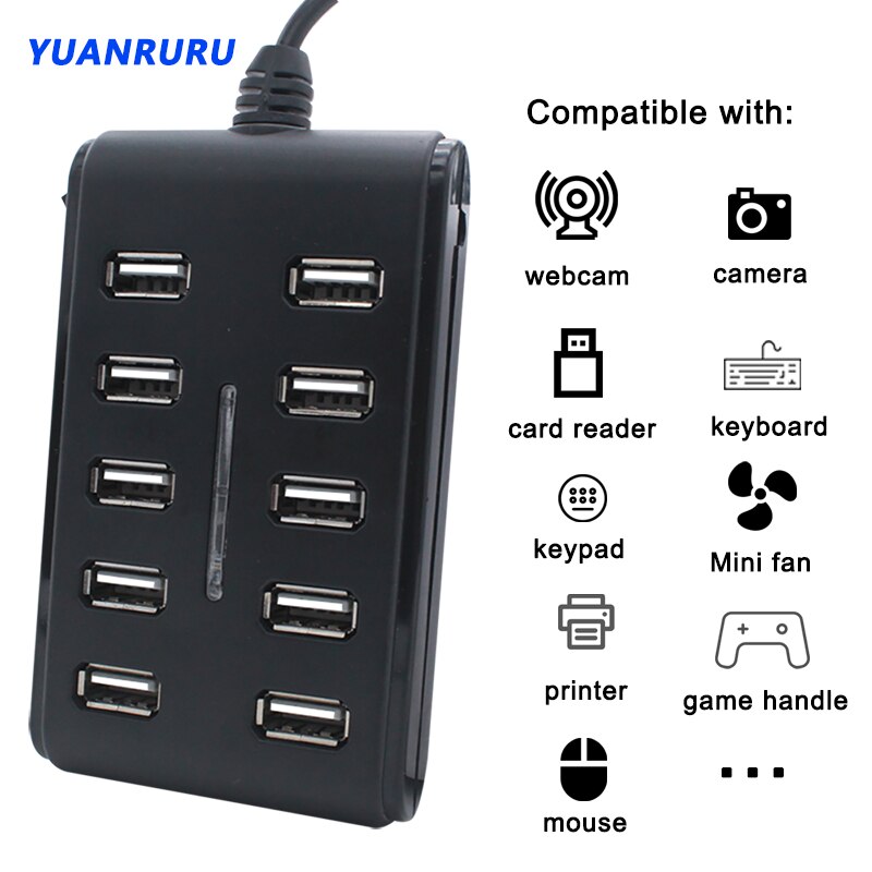 Usb 2.0 Hub Usb Hub 2.0 10 Poort Meerdere Expander High Speed Multi Usb Splitter Hub 2.0 Usb Hub Voor pc Laptop