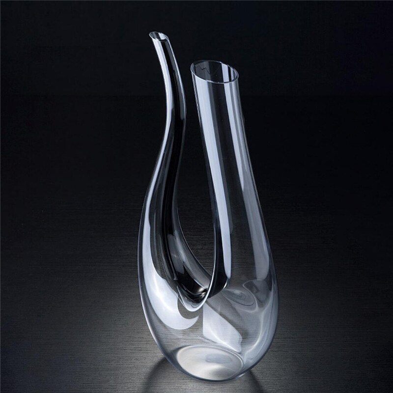 Decantador de vino en forma de U de cristal, caja de de 1500ML, aireador decantador de cisne de arpa de whisky, jarra separadora de botellas de vino,