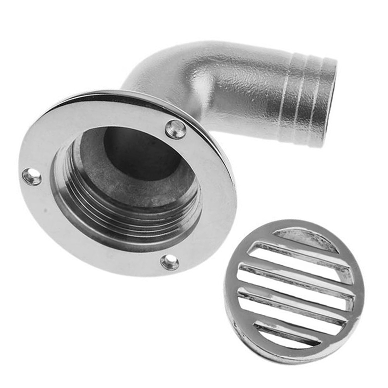 Marine Boat Deck Drain Scupper 38mm Accessories Boat Plumbing 90 degree 316 Stainless Steel Fittings for Fishing Canoe Boat