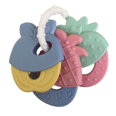 1Pcs Baby Molaire Speelgoed Kids Bijtring Leuke Siliconen Macaron Kleur Fruit Vorm Bijtring Baby Rammelaar Veiligheid Verjaardag: A