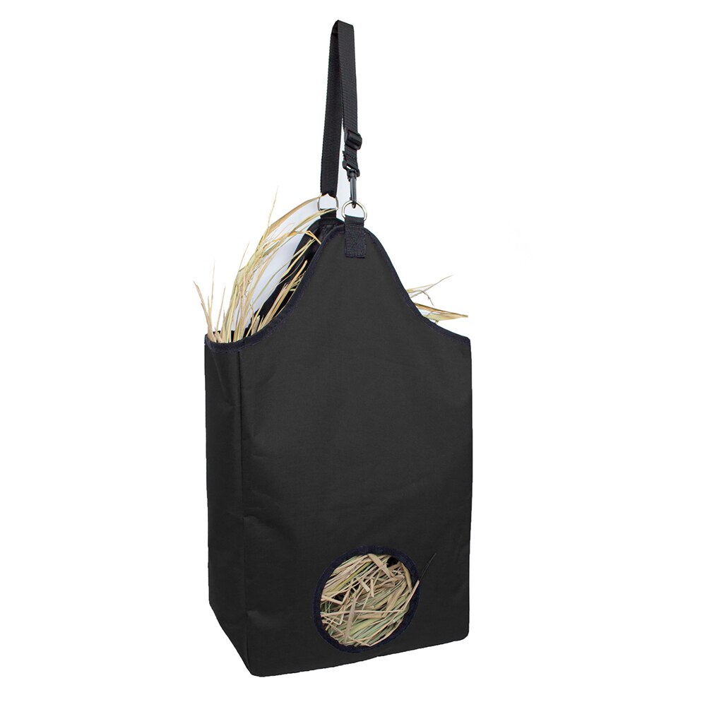 Cattle Waste Reduce Lightweight Portable Horse Feeding Hay Bag Wear Resistant Practical Outdoor Farm Round Hole Storage: Black