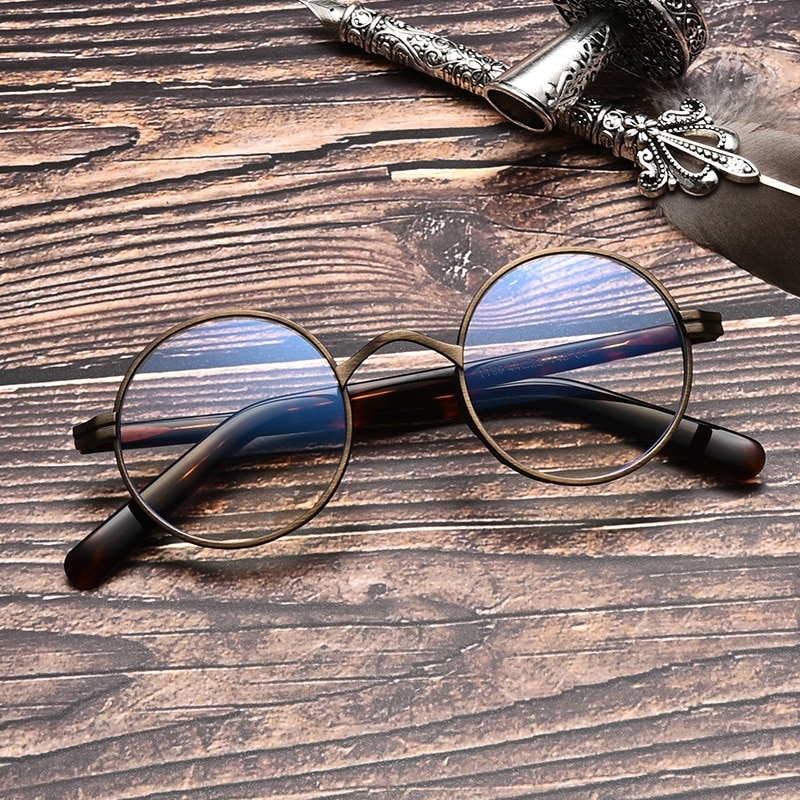 Jahrgang Titan Brille Rahmen Männer Runde Japan Luxus Myopie Rezept Optische Brillen Rahmen Frauen Blau Licht Brillen