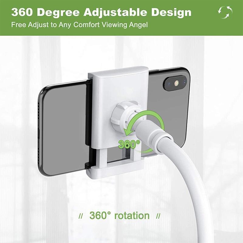 1pc Gooseneck Bed Phone Holder Stand 360°Rotation Adjustment With Spring-loaded Slip Lazy Flexible Mount Holder Bracket