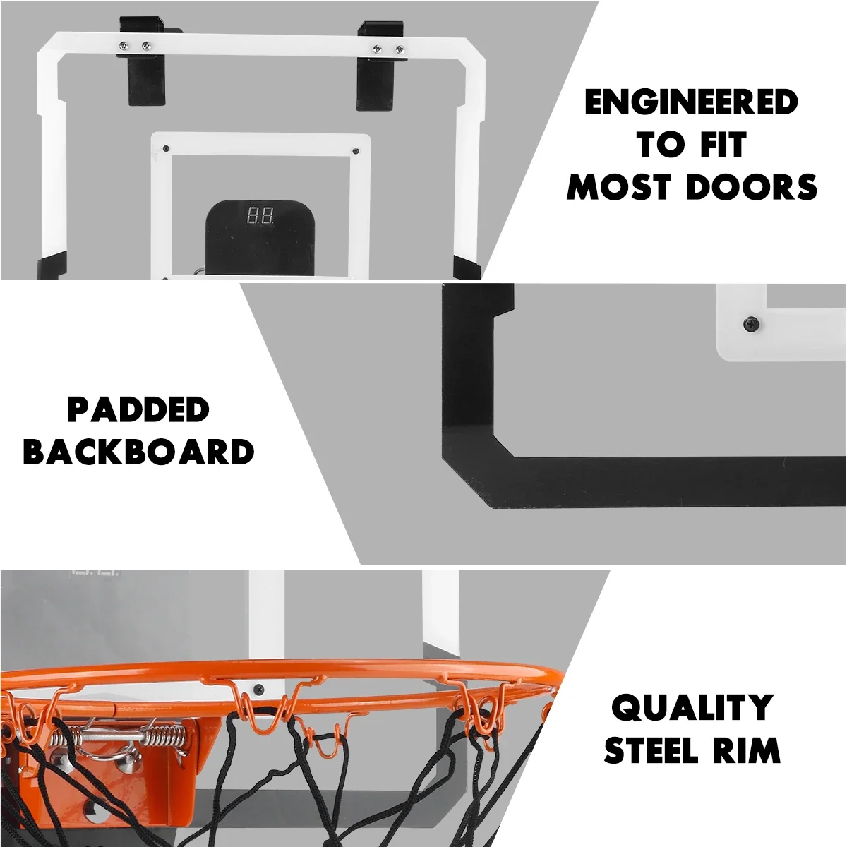 Canestro da basket per bambini per interni ed esterni, mini tabellone da basket sopra la porta con 3 palline, regalo giocattolo per bambini e adolescenti
