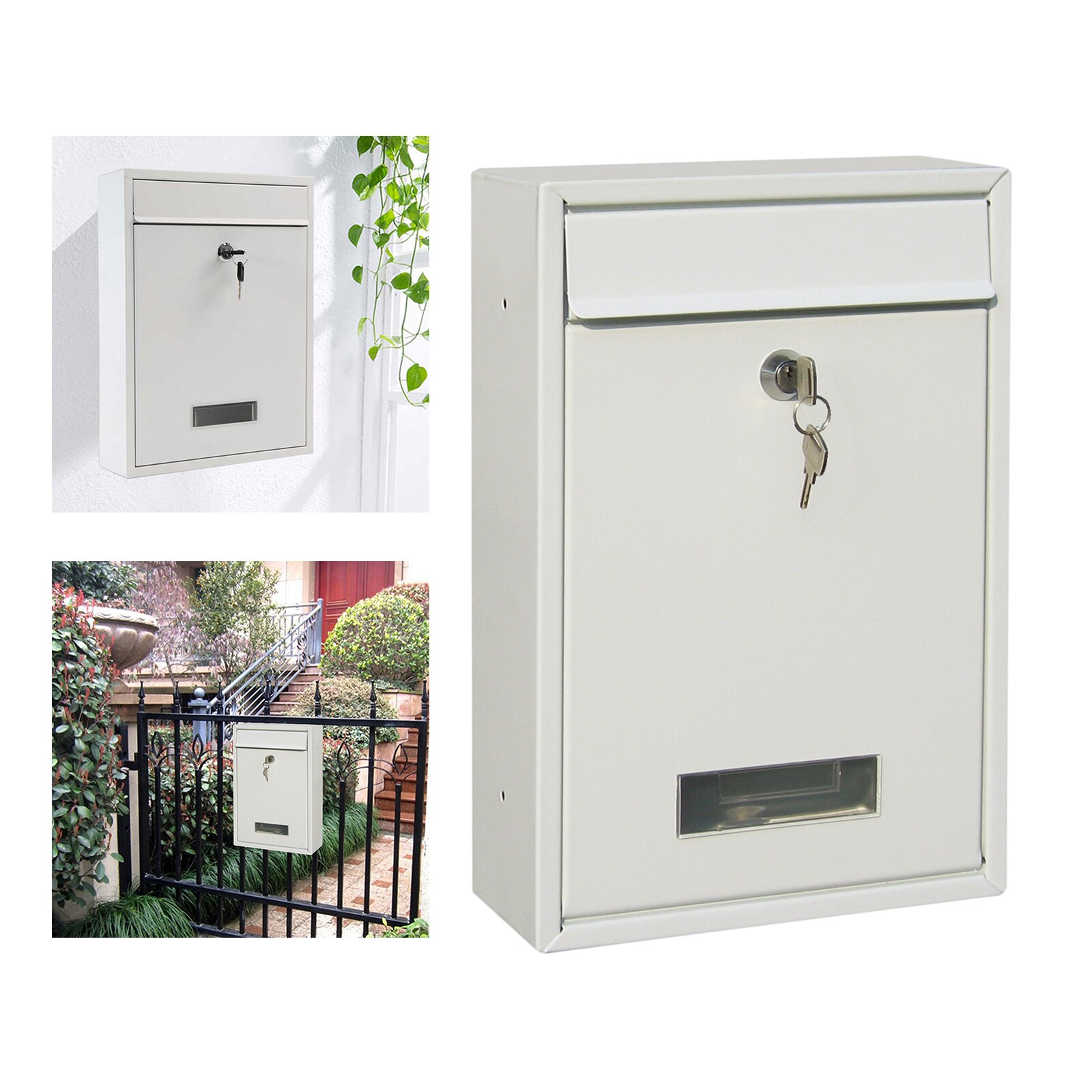 Metal Mailbox Wall Mounted Anti-rust Mail Box 8x3x13 Secure Suggestion Box
