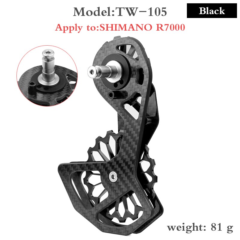 Mtb polkupyörän hiilikuitu keraaminen takavaihtaja 17t hihnapyörän ohjainpyörä shimano  r6800 r7000 r8000 r9100 polkupyörän vaihtajalle: Tw -105 musta