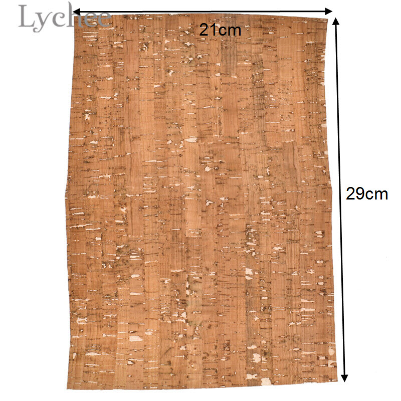 Lychee Life 21x29cm A4 Soft Cork PU Fabric Wood Grain Synthetic Leather DIY Material For Handbag Belts Garments