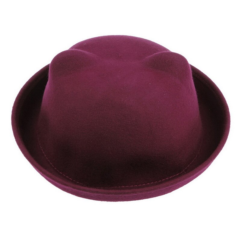 Filthat sort top hat dame derby uld piger drenge vinter fedora dame hatte sød og enkel kasket