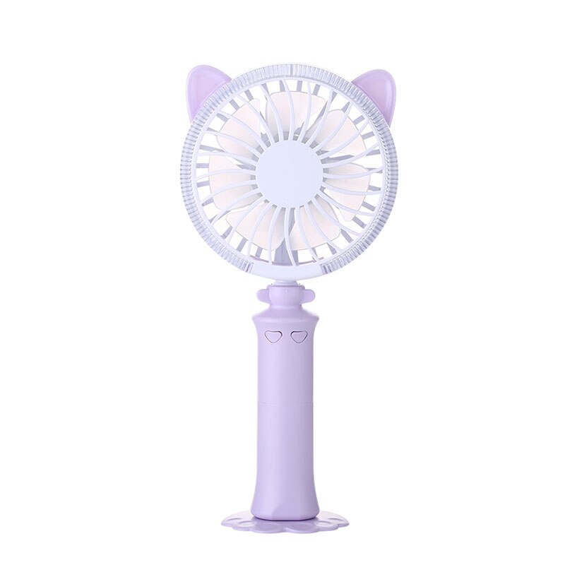 Ventilador de refrigeración de verano, miniventilador portátil con USB, eléctrico, con luz LED, para casa, oficina, estudiante, de seguidor: Purple