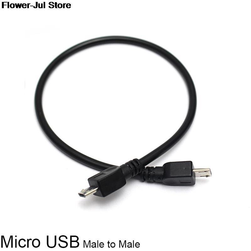 1pc 25cm Micro USB Male To Micro Male 5Pin Converter OTG Adapter Data Cable Black Color