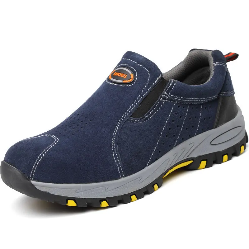 Botas de trabajo de seguridad para protección laboral, zapatillas antigolpes y antipinchazos para soldar, puntera de acero Industrial, zapatillas sin cordones para hombre