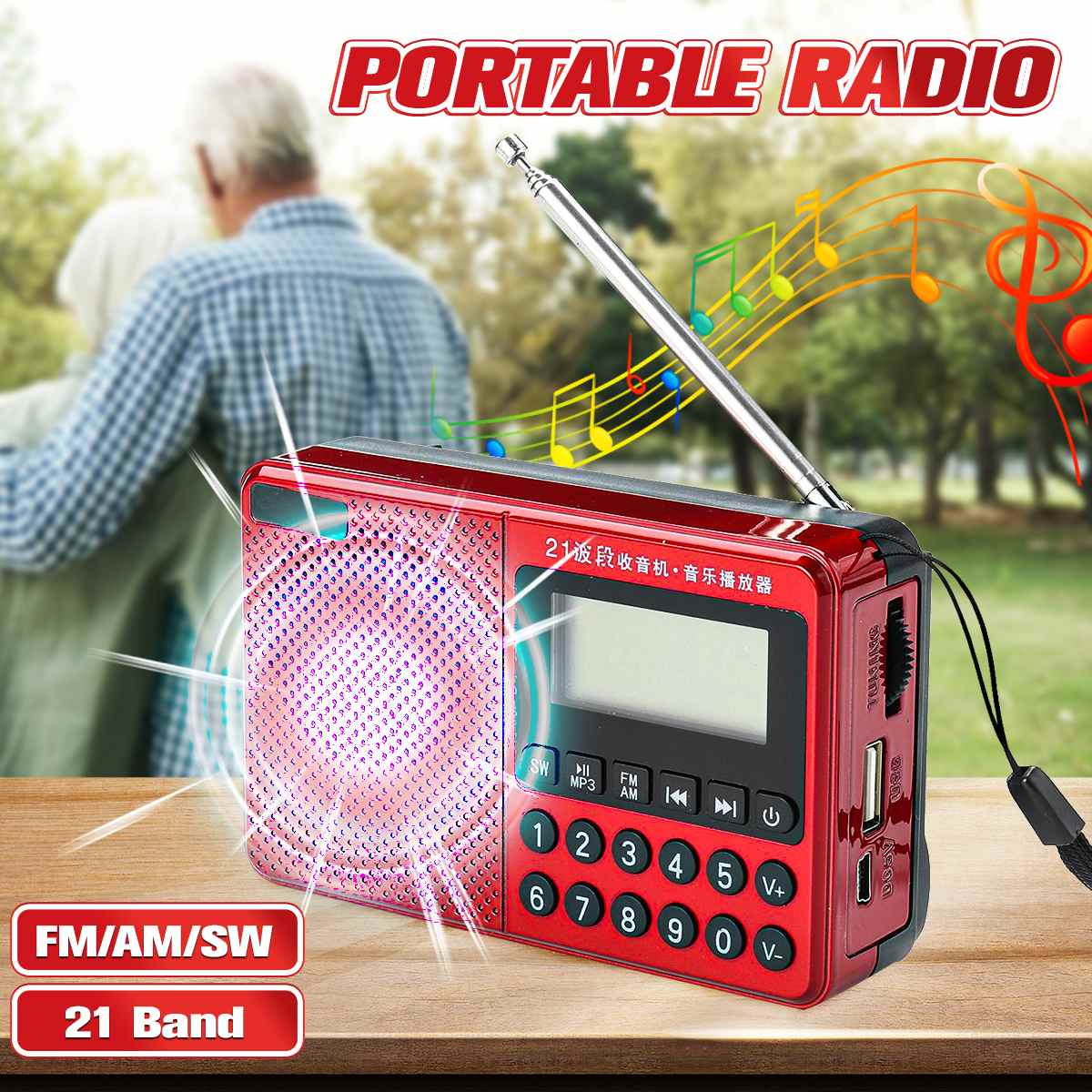 Mini Draagbare Radio Handheld Digitale Fm/Am/Sw Radio Muziekspeler Digitale Mini Radio Multifunctionele Sound Recorder Insert kaart