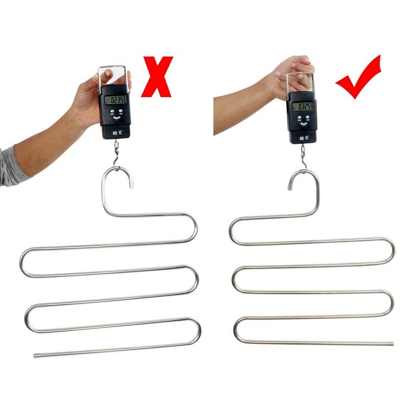 4 Pack Multi Broek Hangers Rack voor Kast Organisatie, rvs S-vorm 5 Layer Kleerhangers voor Ruimtebesparende Opslag