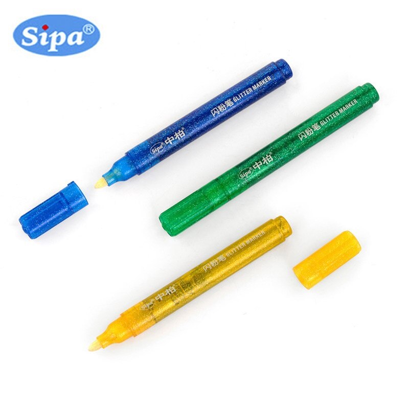 5 stk/sæt metallic tusch glitter magiske tuscher lys funklende farve vandmaling guld metal pen diy til sort papir sten træ