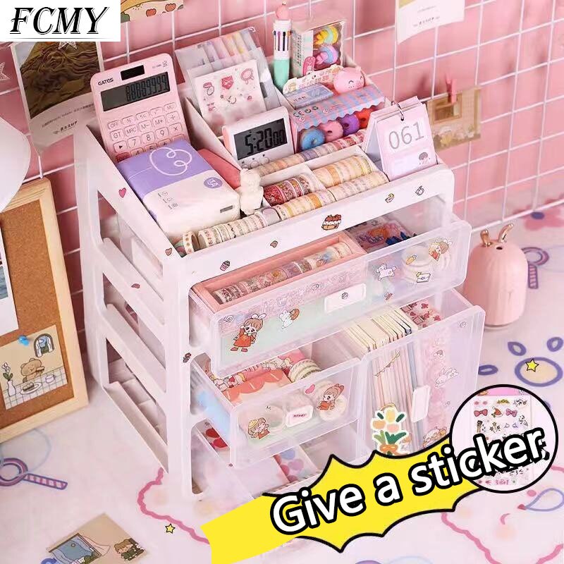 Ins Desktop Storage Box Drawer Shelf Storage Box Container Rack Holder Organizer Cosmetic Stationery Kawaii Desk Rack 2022