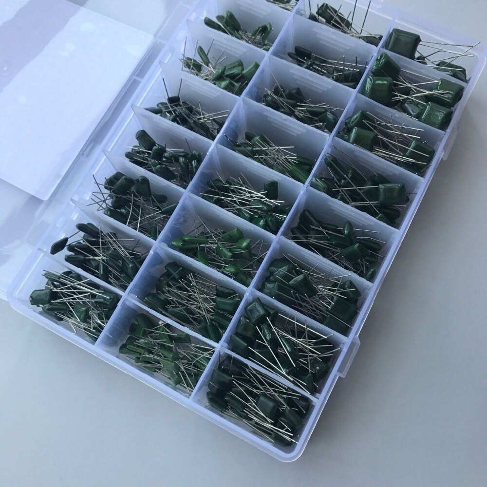 24 Values 660pcs 100V (2A221J~2A474J ) 2A221 2A331 2A471 2A561 2A681 2A102 2A222 2A302 Polyester Film Capacitor Assorted Kit