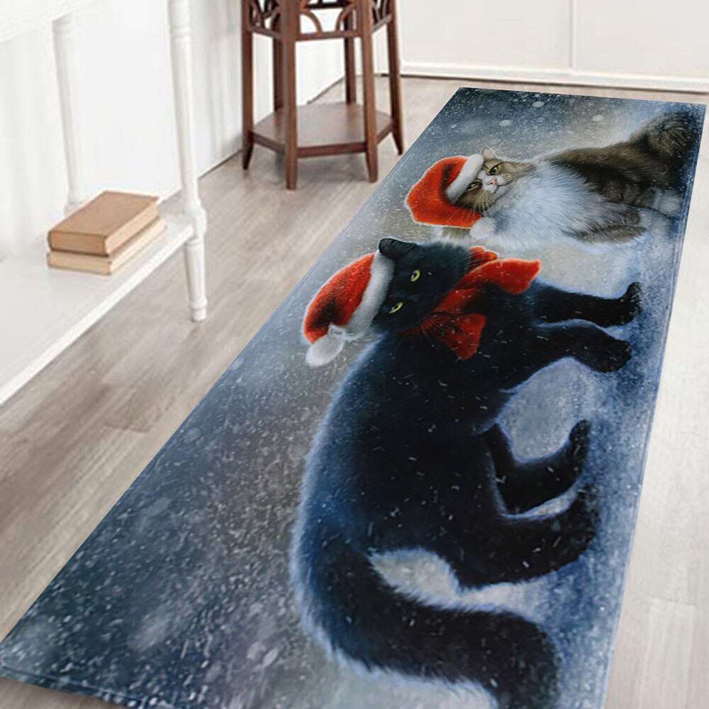 3d julemåtte 40 x 120cm skridsikker julemanden snemand træ velkomst dørmåtter indendørs tæpper indretning gulvtæppe #w: B