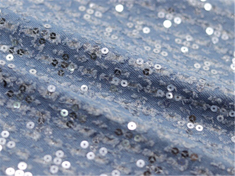 High-end embroidered denim dress sequin fabric: 1