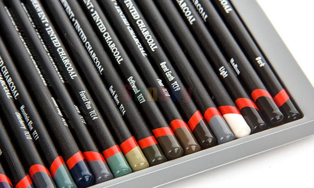 12/24 Non-toxic water Color Pencils Coloured Drawing Pencil Set Art Supplies hand drawing for Derwent Tinted Charcoal pencil