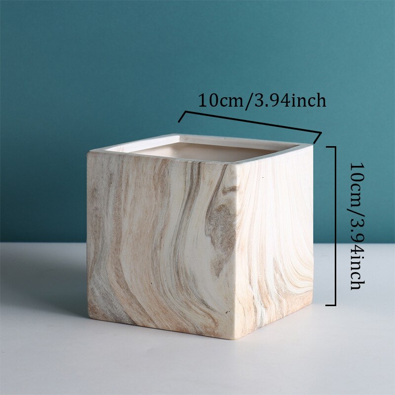 Marmer Patroon Keramische Bloempot Vierkante Cilinder Creatieve Bloempot Desktop Bloemstuk Container Woondecoratie: J