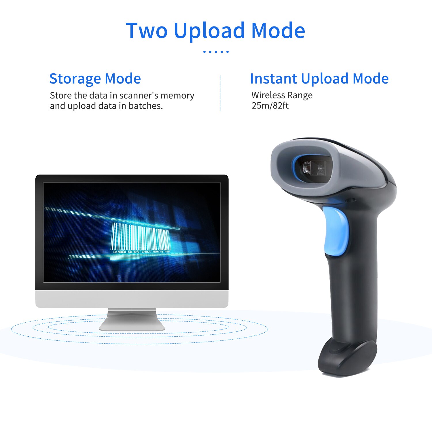 Ręczny skaner kodów kreskowych 1D/2D/skaner kodów QR skaner kodów 2.4G bezprzewodowy i USB przewodowy kod kreskowy czytnik kompatybilny z okna android prochowiec Linux