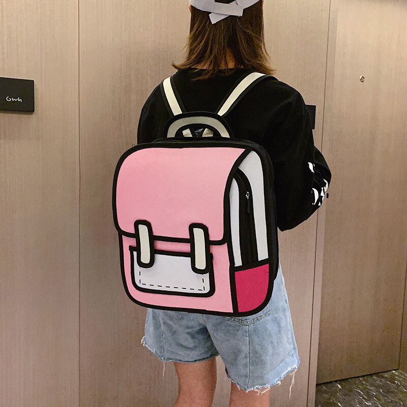 2020 nova moda unissex mochila 2d desenho de volta packs mulheres dos desenhos animados saco de quadrinhos 3d mochila faculdade sacos de viagem para meninas