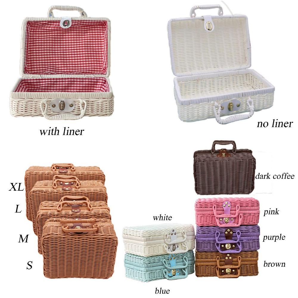 Bamboo Frame with Handle for Cosmetic,Clothes,Sundries Photograph Props Storage Basket Storage Box Rattan Suitcase