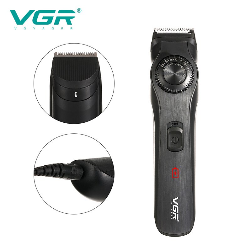 VGR – tondeuse professionnelle pour homme, rasoir Rechargeable pour salon de coiffure et barbe, T9 0mm