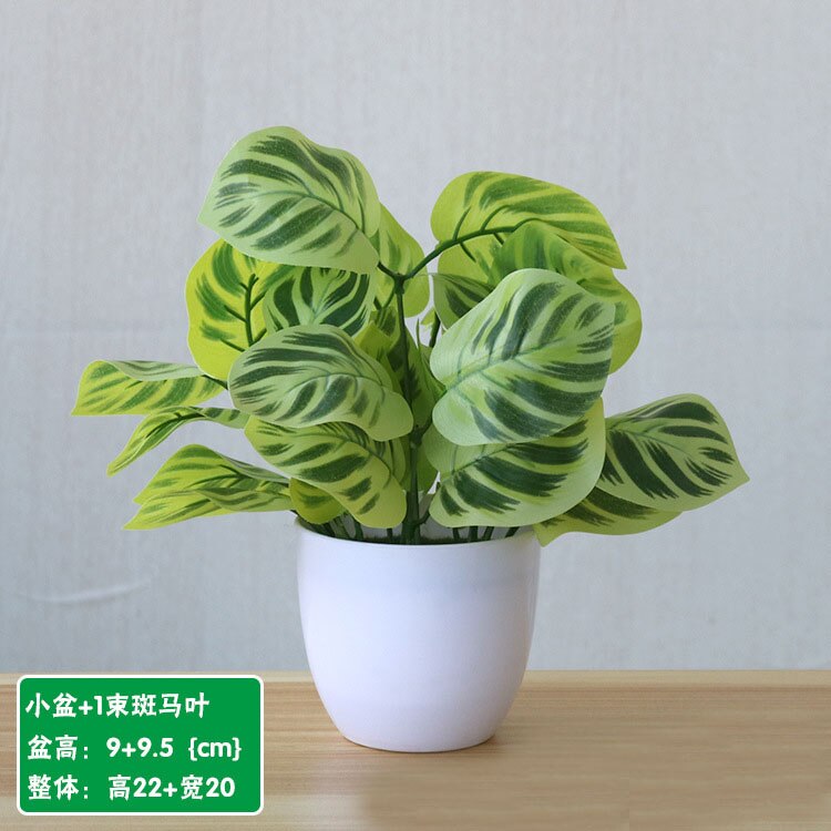 22cm artificiel vert aneth persan feuilles plantes bonsaï maison salon balcon bureau décoration blanc en pot plantes bonsaï: Style 08