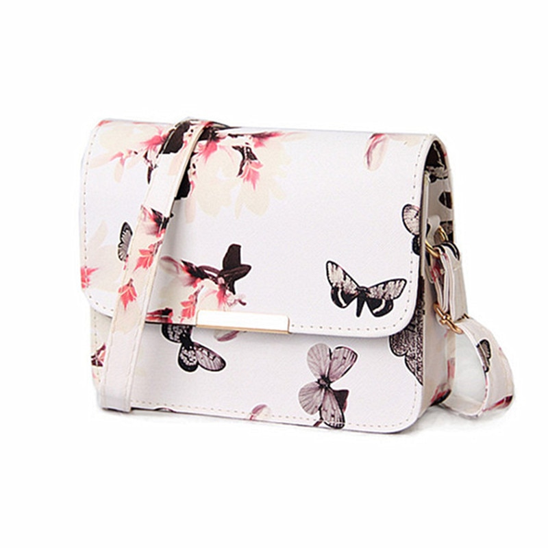 Sunmmer damer enkel axel liten väska butterfly love flower mini fyrkantig handväska diagonal kvinnlig crossbody-väska