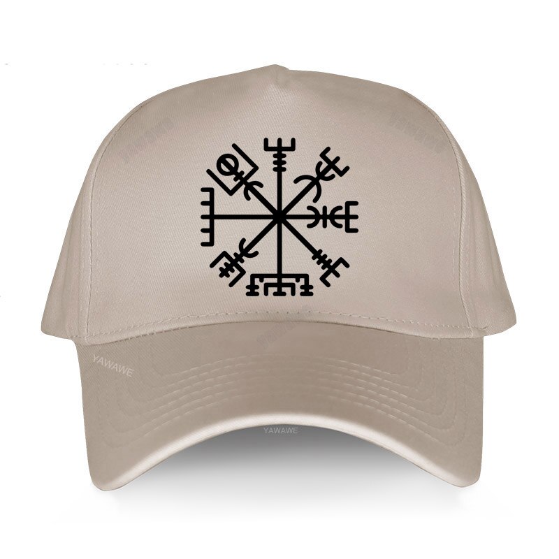 Marchio di moda Vegvisir Futhark Runes Navigator Vegvisir Viking Compass berretto da Baseball uomo donna cappelli snapback Hip-Hop regolabili: beige